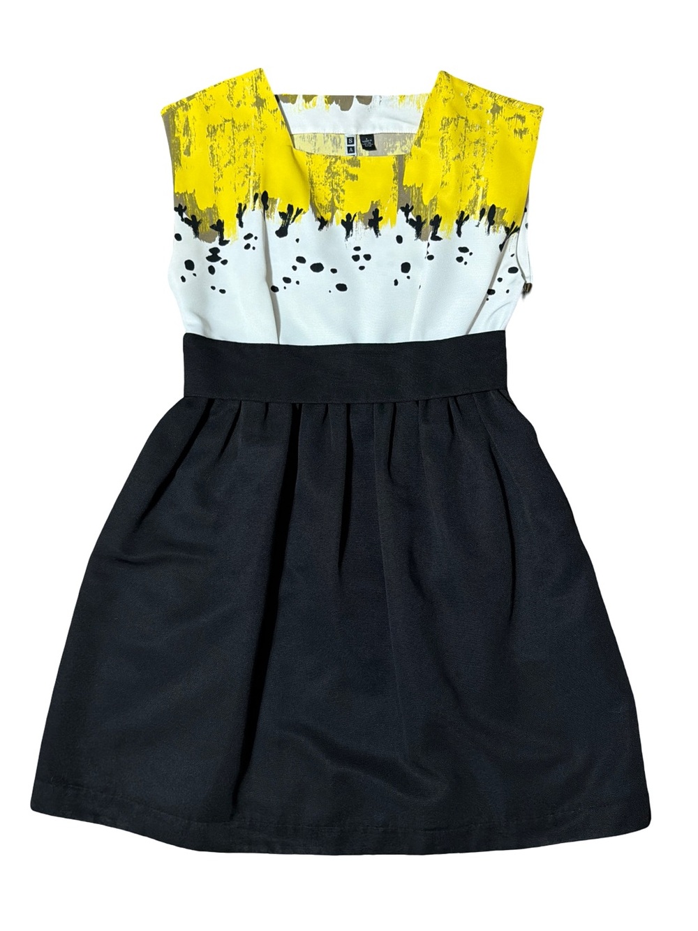 Anthropologie Yellow White Black Colorblock Midi Dress